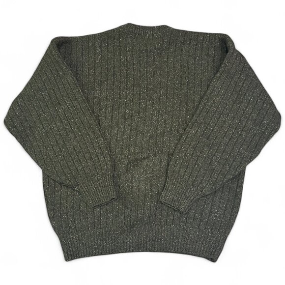 Vintage Tundra Canada Wool Silk Sweater XL Khaki Green Rib Knit Fisherman Cabin - Picture 5 of 5